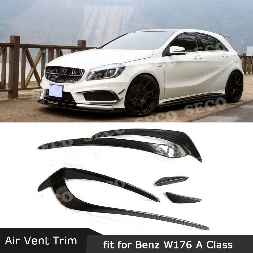 Для Benz A Class W176 A180 A200 A260 A45 Sport 2013- передние плавники на бампер Акула Canards из углеродного волокна Foglamp накладка
