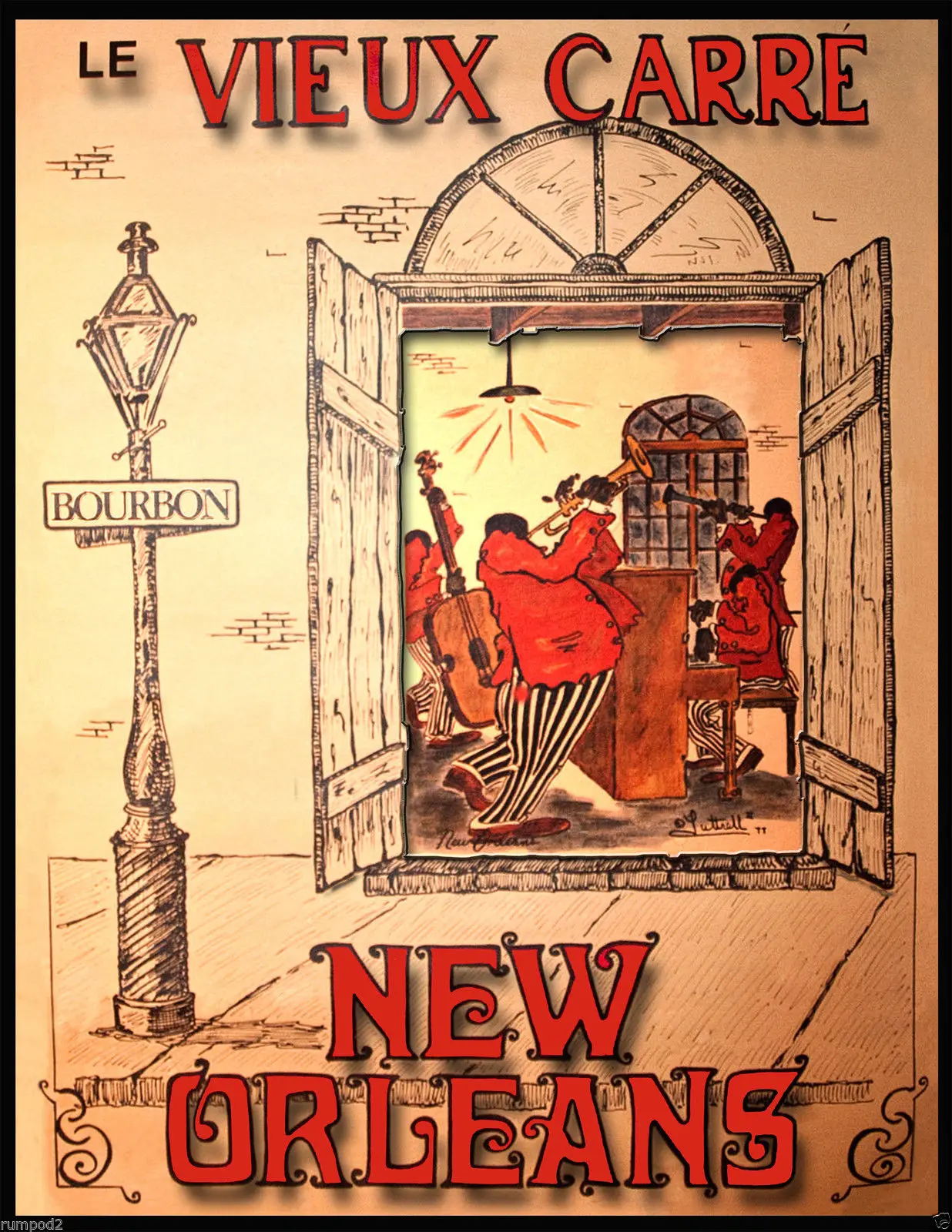 New Orleans Jazz Musicians Bourbon Street Players Silk Poster Wall Sticker Decoration Gift | Дом и сад