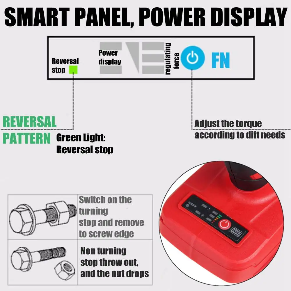 

18V Electric Impact Brushless Wrench Rechargeable 1/2 Socket Wrench Hand Drill Installation Power Tools For Makita Battery