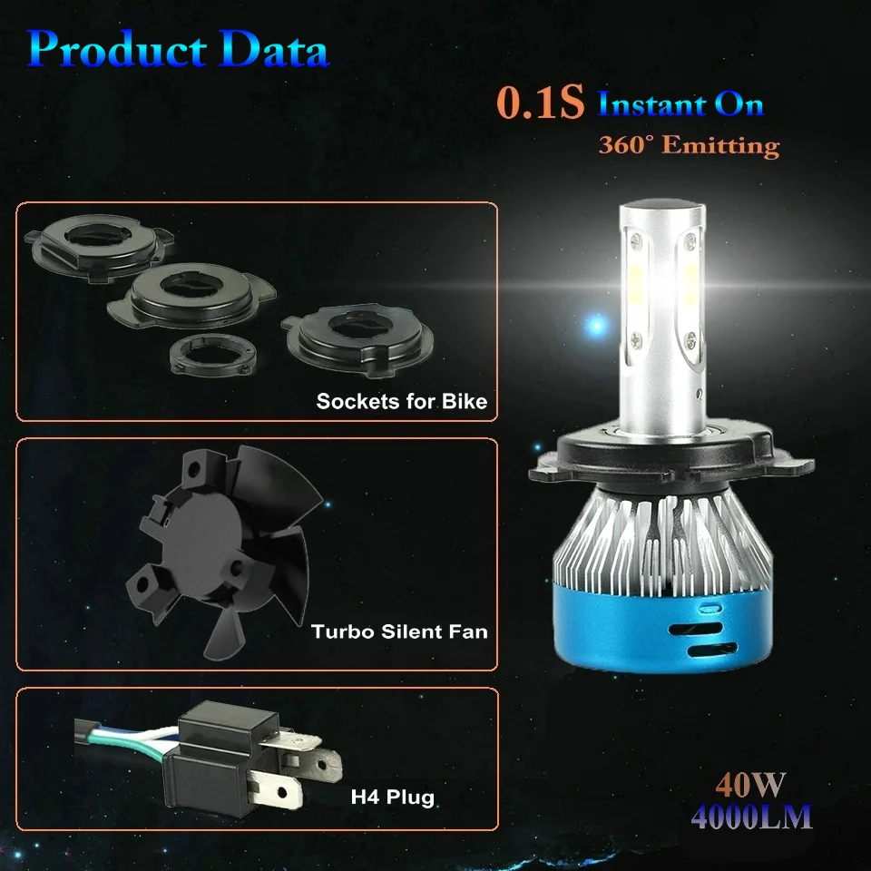 FELIGHTS super luces led h4 MOTOLED 12V M3max 40w 4000LM Motorcycle led headlights replacement for H4 LED bulbs