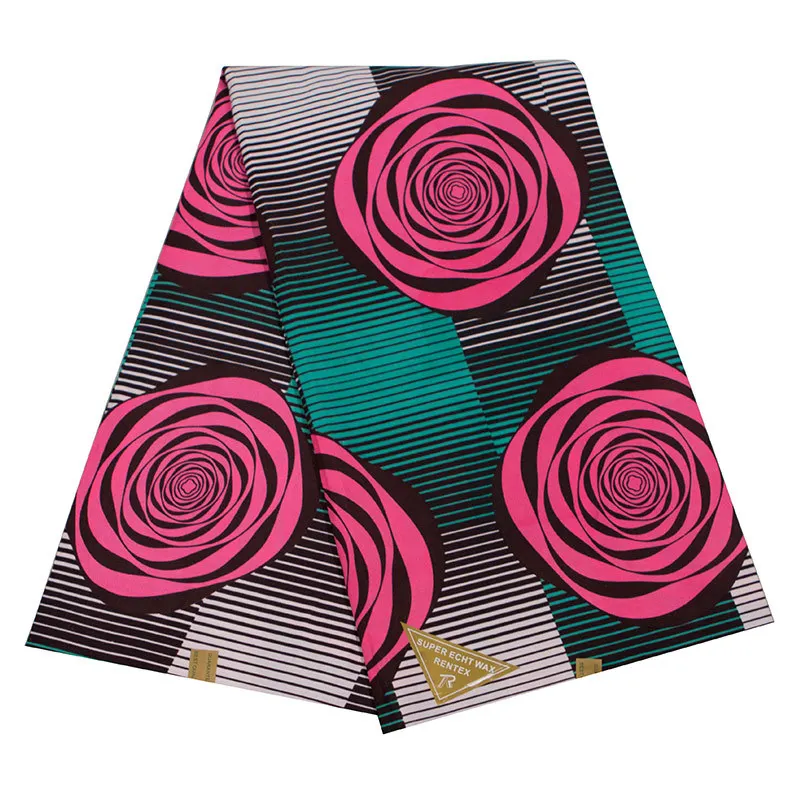 

Wax 100% Polyester Pink & Green Print Fabric African Fabric Pagne Wax