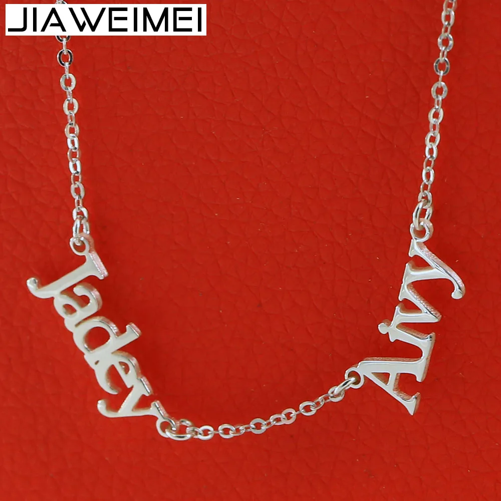 Модное женское ожерелье с именной табличкой на заказ 2 имени очаровательные