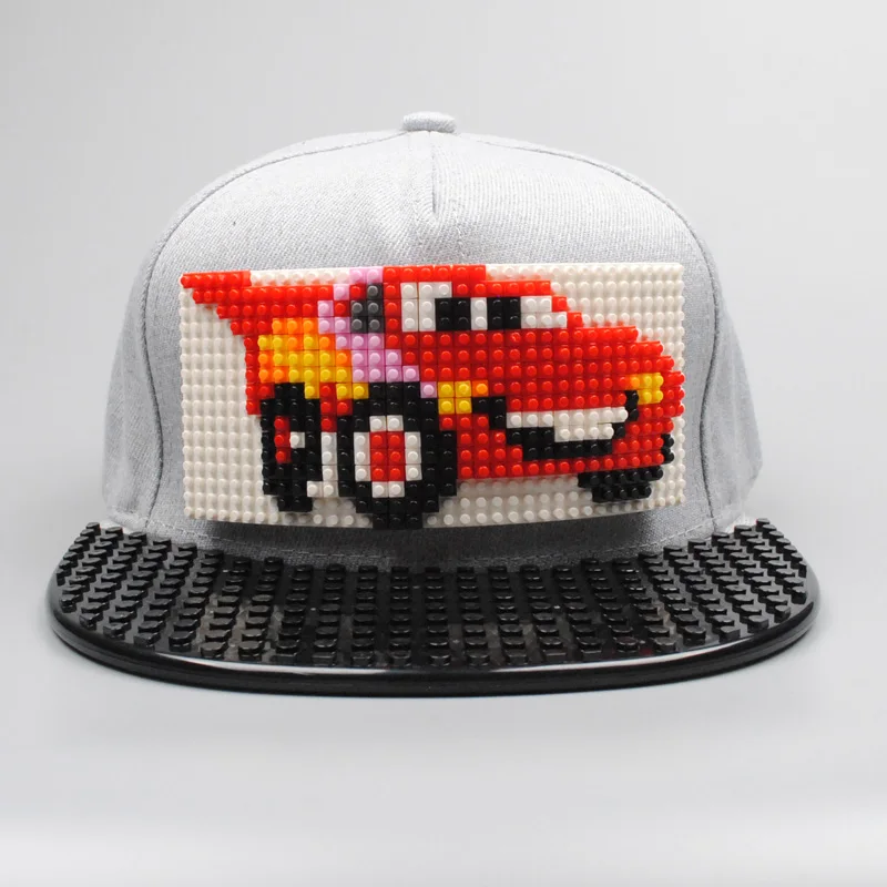 Новые головоломки игры блоки DIY лего бейсбольная шляпа Боб Марли пиксели супергерой папа шапки Snapback кепки для мужчин и женщин Съемный - Цвет: car2