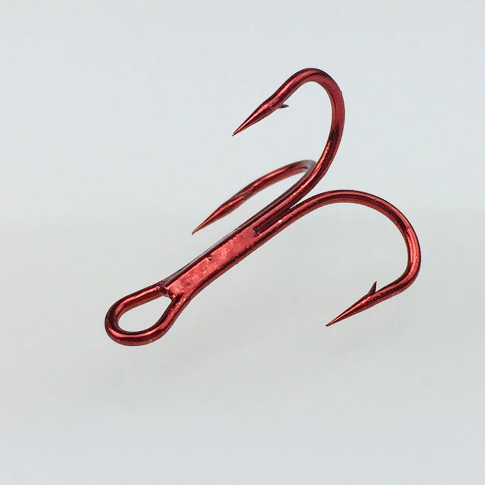 10 шт./лот тройной Якорный крючок из красного никеля рыболовные снасти 3/0 14 # острые