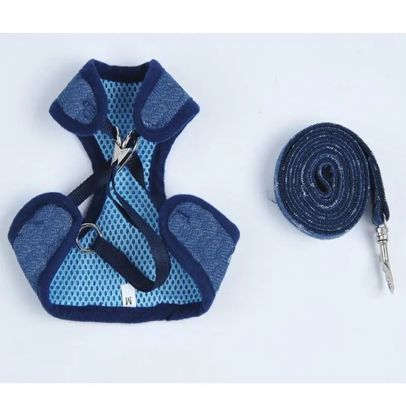 

New Mesh Vest Dog Harness Leash Set for Small Medium Dogs Fashion Print Designer Dog Harnesses French Bulldog Pug Leading Rope