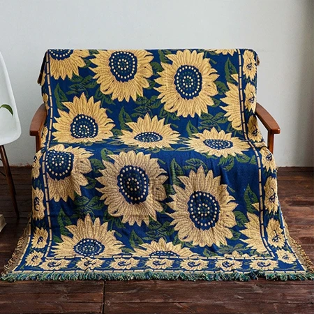 Blanket1 Американский кантри диванные одеяла подсолнухи декоративные Slipcover кидает на диван кровать путешествия коврики коврик-шарф кисточки - Цвет: Blanket1