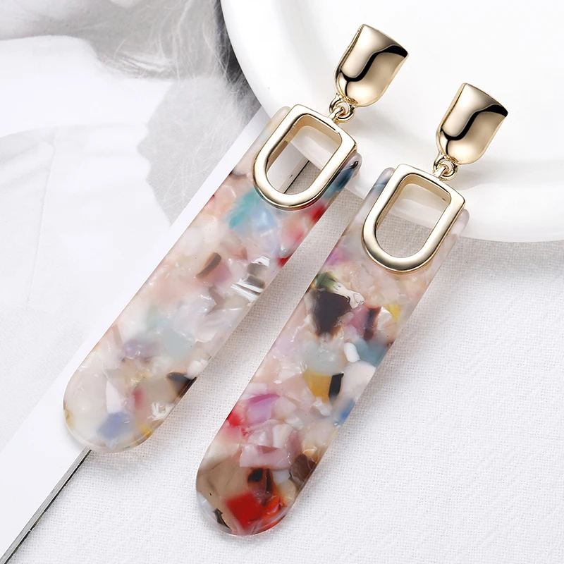 Женские акриловые прямоугольные серьги ZA с леопардовым принтом геометрические