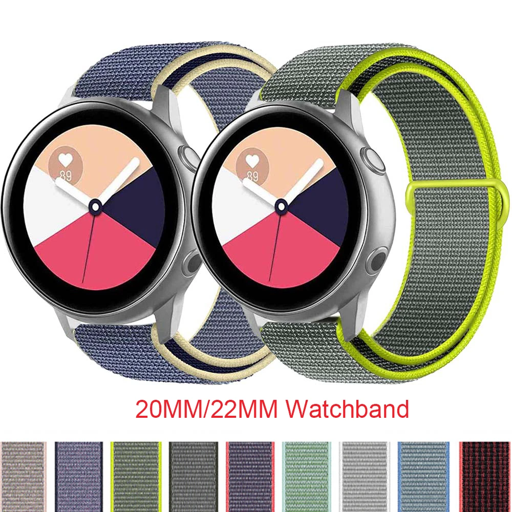 

20MM 22MM Nylon Strap For Samsung Galaxy Watch 3 45MM/41MM 46MM 42MM Active2 40 44MM Smart Wristband Bands For Gear S3 S2 Correa