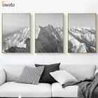 Горы снег печать пейзаж холст картина скандинавский плакат 50х70 черно-белые настенные художественные настенные картины для декора гостиной
