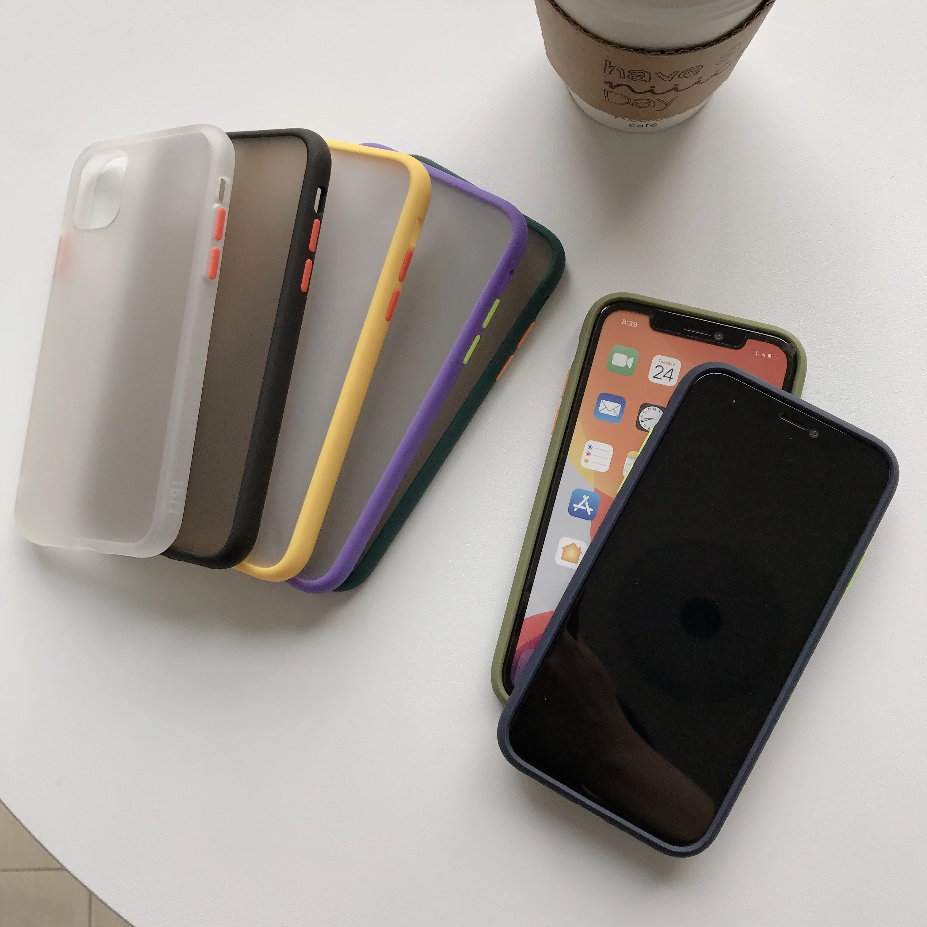 Простой матовый чехол бампер для телефона iPhone11 Pro Max XR XS 6S 8 7 Plus противоударный