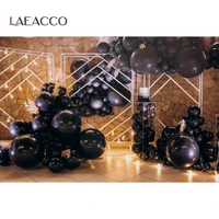 laeacco birthday wedding backdrops marble wall black balloons lights decor baby customized poster portrait photography backdrop