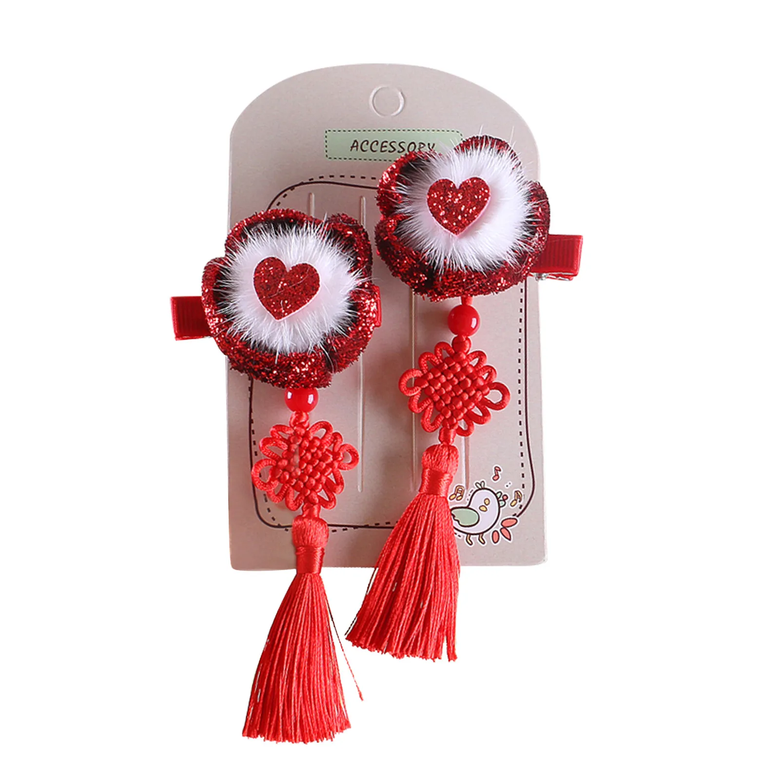 

Headband For Children Ancient Chinese Style Hair Clips Red Auspicious Headwear Accessories Festive Lucky Clothing Sets 2021