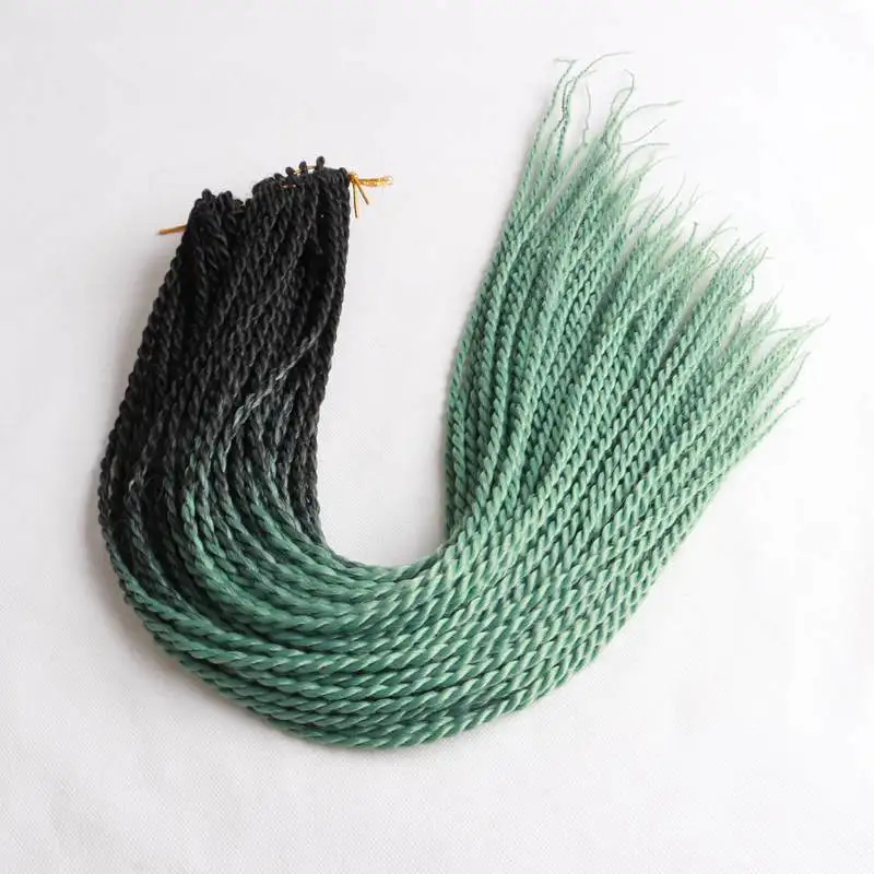 black mint green Роскошные косички для плетения, 24 дюйма, Омбре, Сенегальские скрученные волосы, вязанные крючком косички, 24 корня/упаковка, синтетические косички для женщин, серые, розовые - Цвет: black mint green