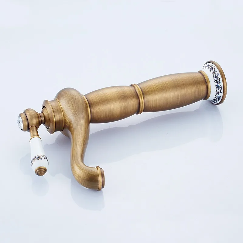 

BAKICTH Bathroom Sink Basin Faucets Contemporary Antique Brass Faucet Mixer Water Tap Rotate Single Handle Hot And Cold Crane