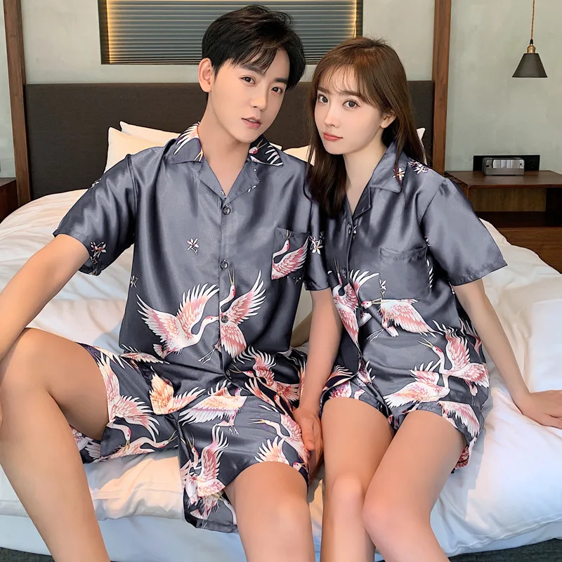 

Pajama Suit Men Women Satin Pajamas Sets Couple Sleepwear Family Pijama Lover Night Suit Men & Women Pyjamas Robe & Gown