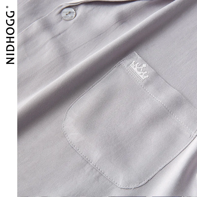 Пижама Мужская атласная с длинным рукавом однотонная повседневная одежда для