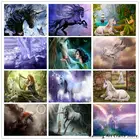 5D алмазная живопись сделай сам, единорог, ангел, эльф, полный квадрат, круглая вышивка крестиком, животные, вышивка, мозаика, стразы, домашний декор