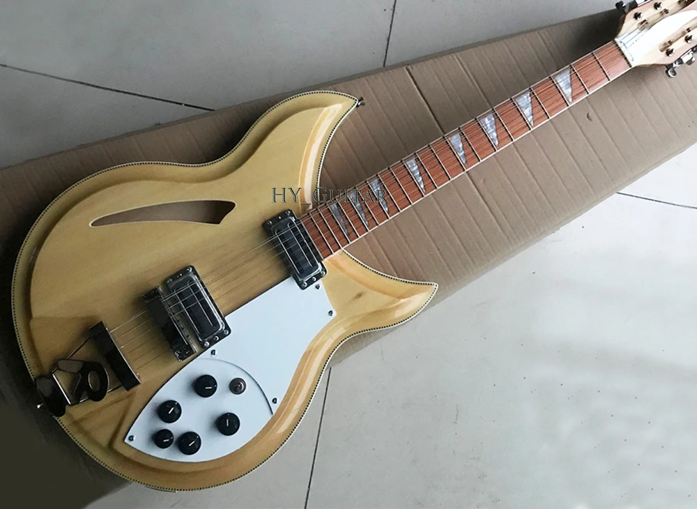 12-струнная полуполая электрогитара натурального дерева с R Tailpiece 24 лада | Спорт и