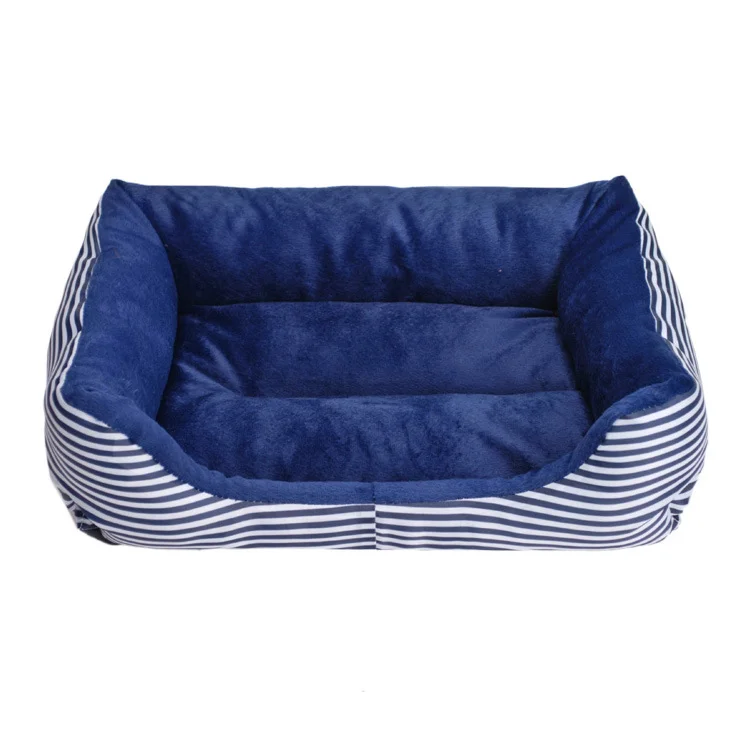 

Square Dog Sofa Bed Striped Retro Cat Cushion To Keep Warm Puppy Kennel Fluffy Soft Material Good for Cleaning Pet Supplies