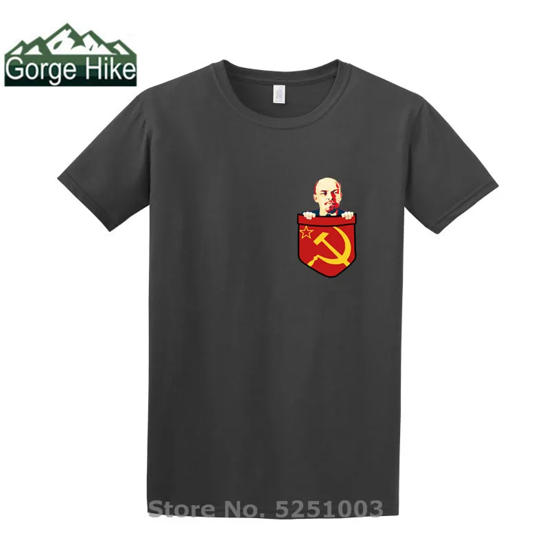 Футболка с нагрудным карманом для коммунизма в. В. И. Ленин футболка символикой