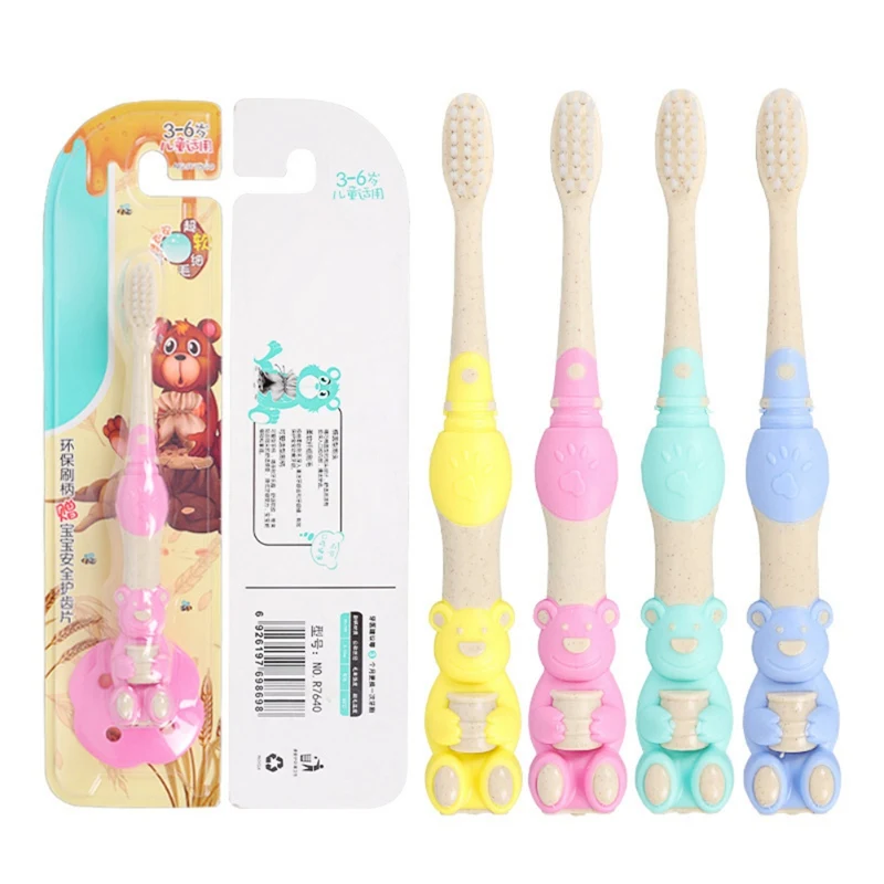 

2pcs/Set Kids Toothbrush Cute Cartoon Bear Silicone Soft Tooth Brush Anti Slip Portable Teeth Brushes For Baby