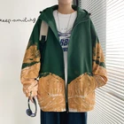 Куртка мужская с капюшоном и принтом, универсальная ветровка большого размера в японском стиле Харадзюку, осень 2021