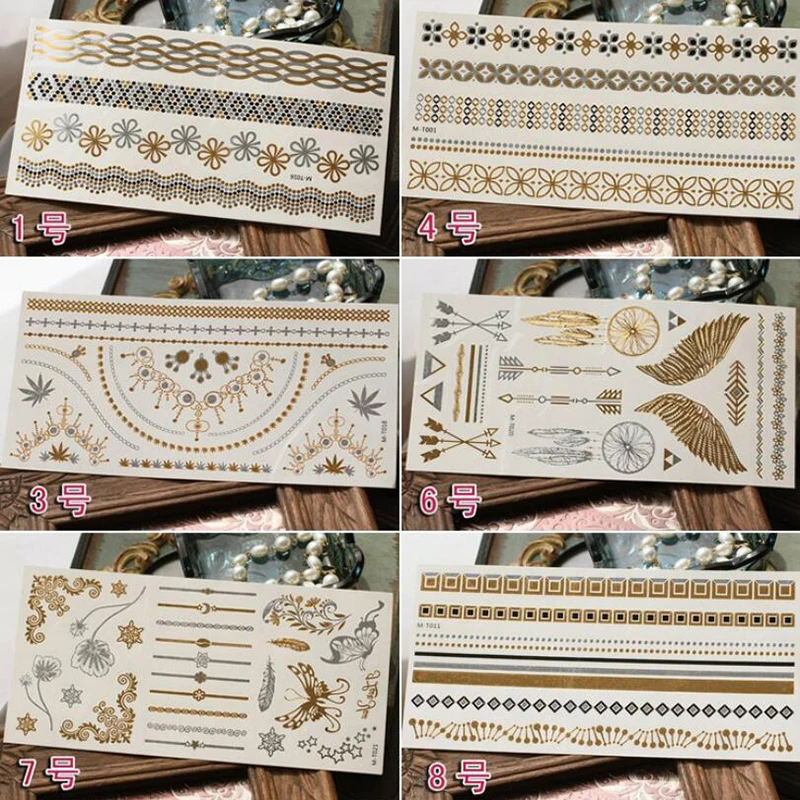 12 шт. бикини временные металлические тату для женщин девушек блестящие горячая