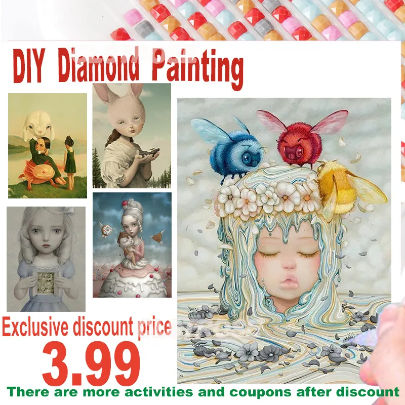 

Abstract Diamond Painting Cross Stitch Customizable Gift for Wall Art Rabbit Mask Girl for Bedroom and Living Room Decor