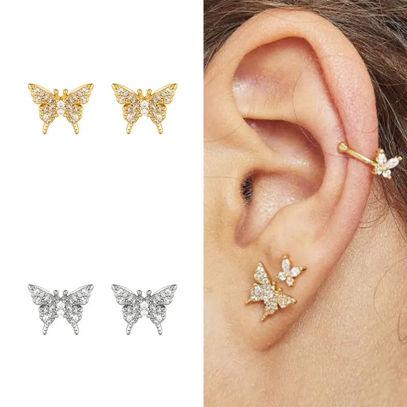 

Butterfly Stud Earring for Women Silver Earrings 2021Trend Piercing Earring Jewelry Pendientes Brincos Aretes for Girl