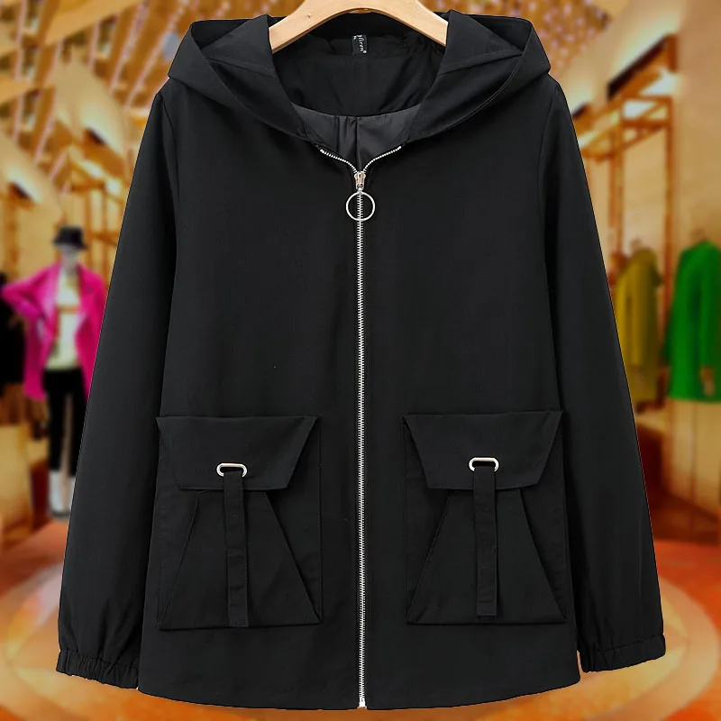 

Spring Autumn Long Trench Coats 2022 New Women's Clothing Loose casual Hooded Windbreaker Coats Girls Outerwear m352