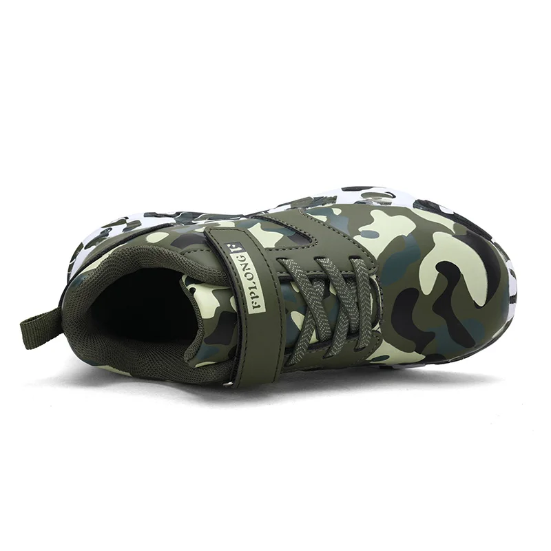 2019 Autumn New Style Kids Sports Shoes Camouflage Print Boys Running Children's Sport PU Leather Camo Trainers | Спорт и