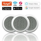 Датчик температуры и влажности Tuya ZigBee для умного дома, комнатный гигрометр-термометр со светодиодным экраном, работает с Alexa Google