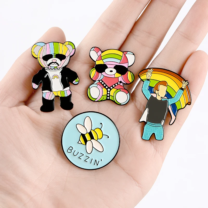 Эмалированная Радужная брошь разных стилей милые радужные медвежонок в форме