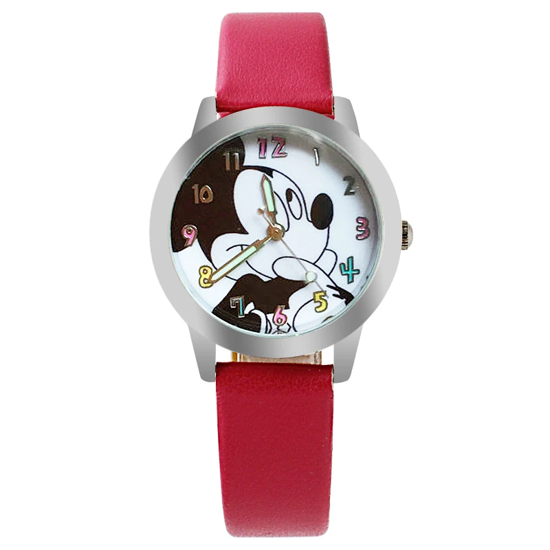 Кварцевые наручные часы с милым мультяшным рисунком детские кожаные школьные