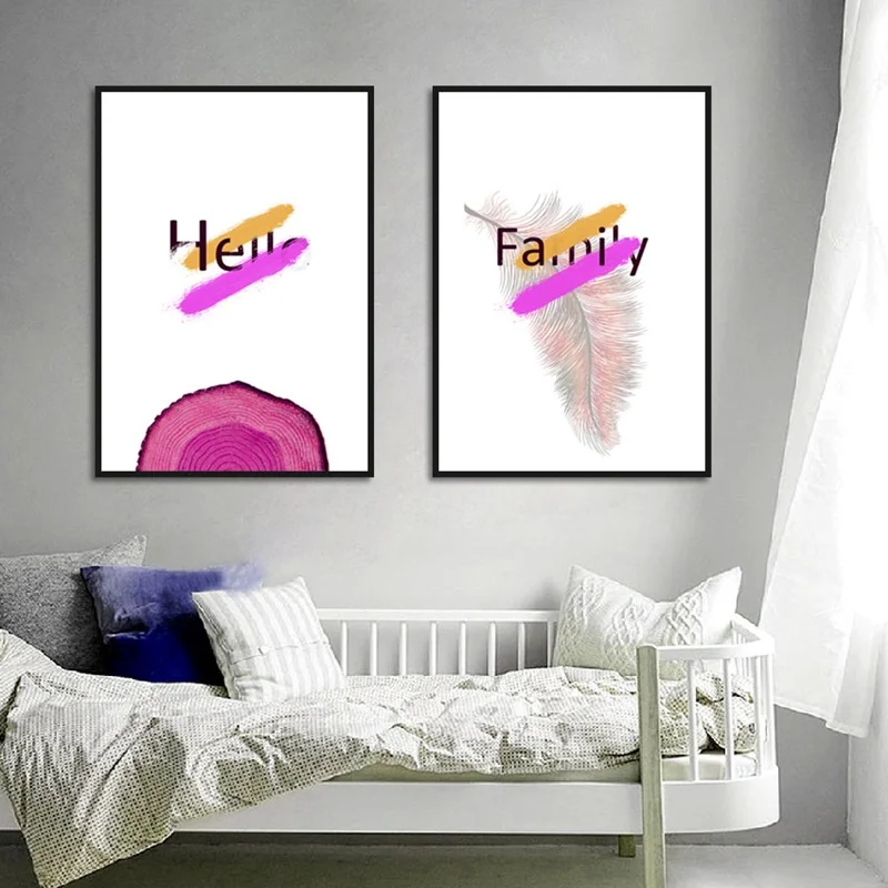 Кольца с деревом белые перья алфавит Цветная декоративная Скандинавская