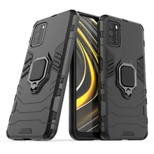 For Xiaomi POCO M3 X3 NFC Case Cover For Xiaomi Redmi Note 9s 9 8 7 Pro 8T 9C NFC 9A Mi 10T Pro Lite Finger Ring PC Phone Case