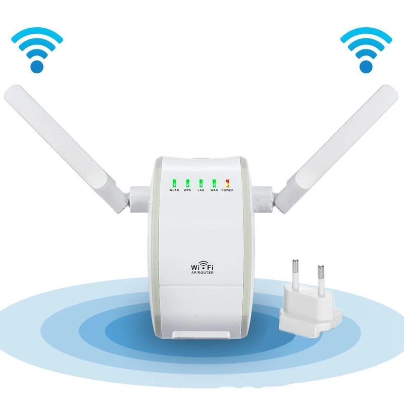 

2.4G Wireless Router Wireless Bridge Ethernet Adapter 300Mbps Dual Antenna Signal Repeater for Home Office(US Plug)