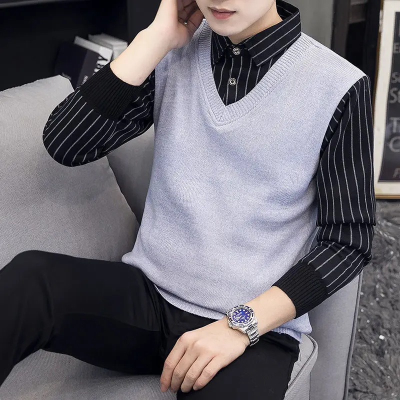 

Winter men's sweater shirt collar sweater youth slim warm sweater