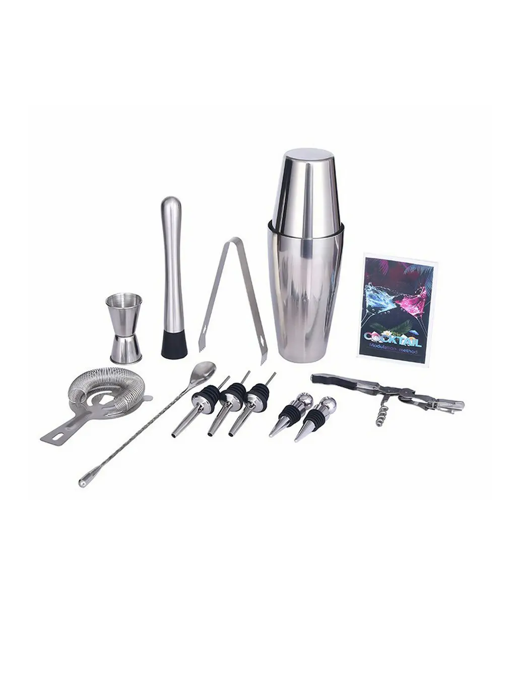 

12-piece C Kit 750ml Stainless Steel Retro Boston Cocktail Shaker Set Vintage Beautiful Appearance Waterproof Cocktail Shaker