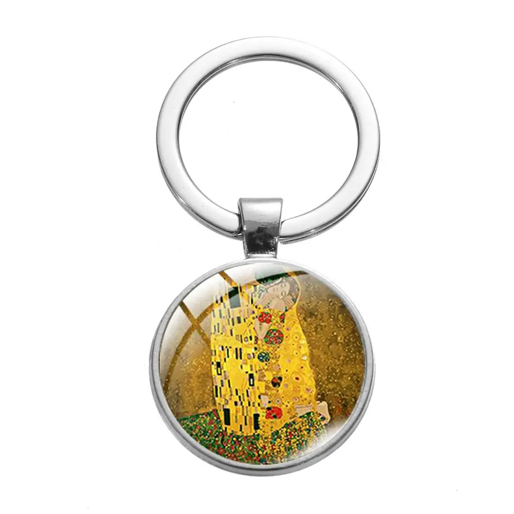 Брелок для ключей Gustav Klimt The Kiss с художественной росписью стеклянная Хрустальная