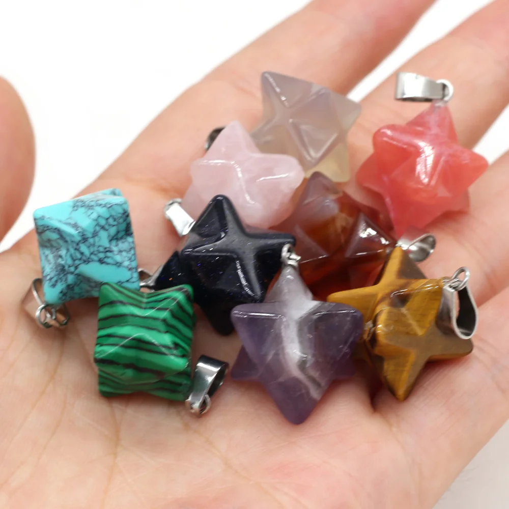 

Natural Stone Pendant Eight Pointed Star Shape Exquisite Charms For Jewelry Making DIY Bracelet Necklace Earring Accessories