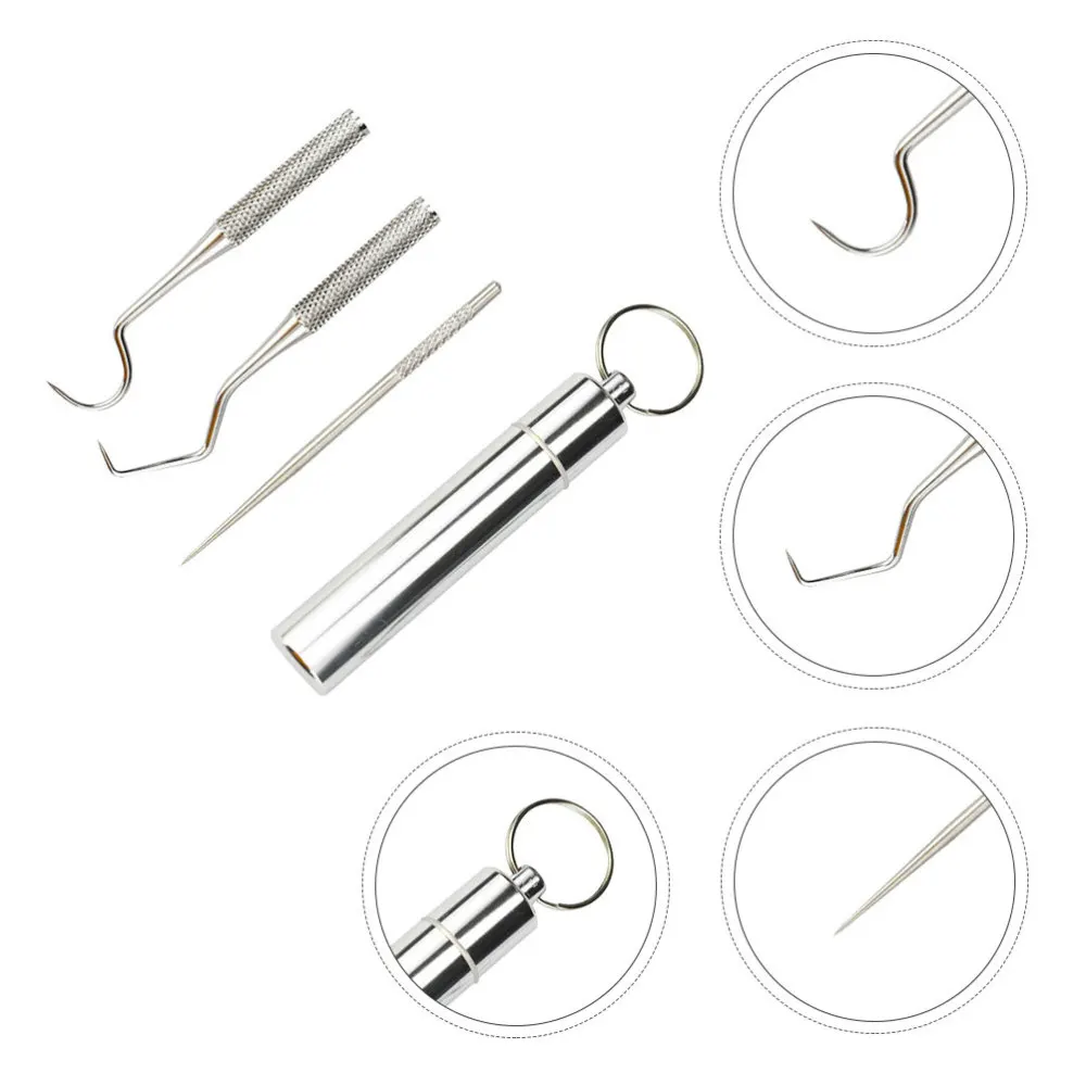 

1 Set Toothpick Holder Portable Toothpick Storage Box Stainless Steel Toothpick