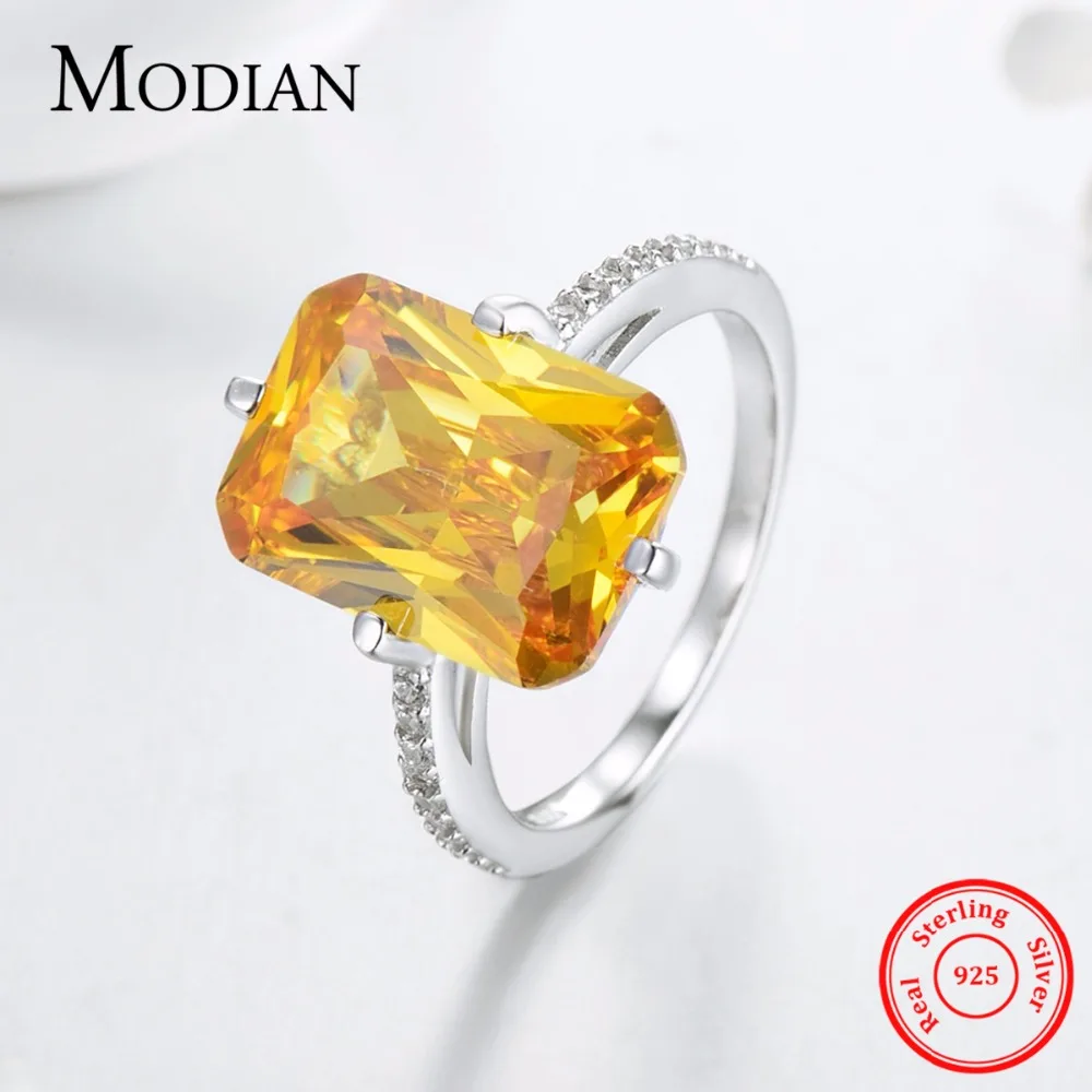 Modian Hot 100% 925 пробы Серебряное желтое ослепительное кольцо CZ для женщин