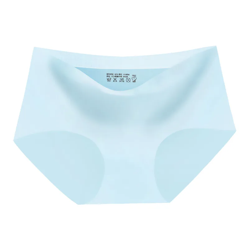 Sky blue Женские сексуальные шелковые бесшовные трусы со средней талией, нижнее белье, трусики, мягкие трусы для женщин, высокое качество - Цвет: Sky blue