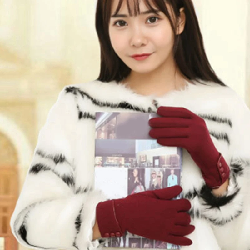 

Womens Press Sn Phone Fleece Windproof Gloves Winter Warm Wear
