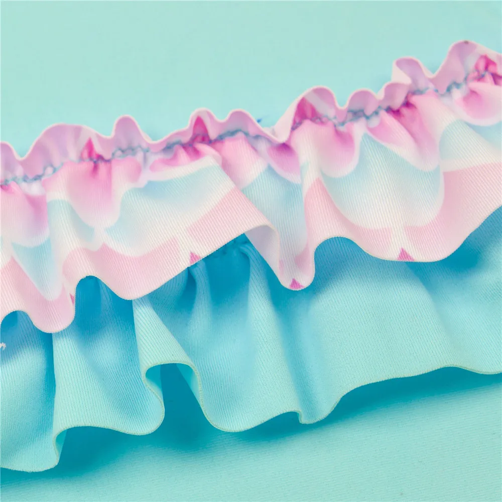 Купальный костюм для девочек с принтом русалки Новый брендовый летний детский