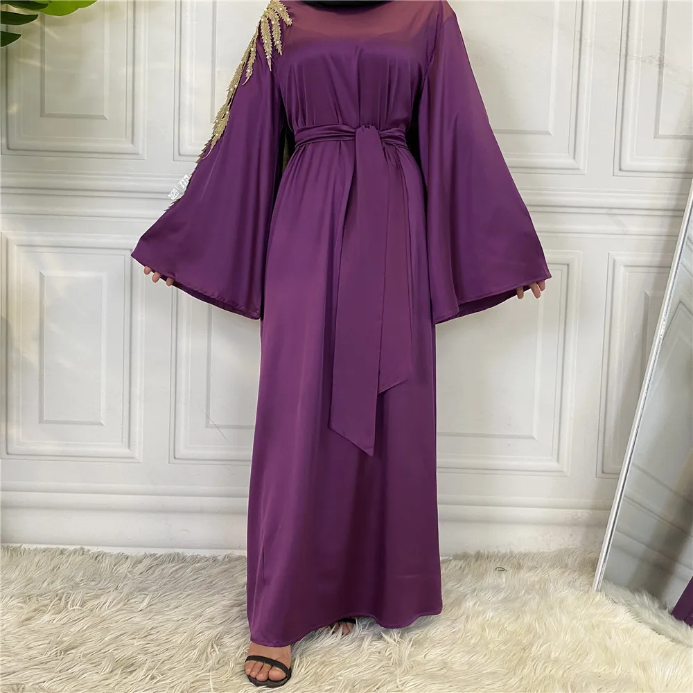 Eid Kaftan Robe Dubai Abaya Satin Muslim Hijab Dress Turkey Ramadan Islam Abayas African Dresses for Women Bangladesh Caftan