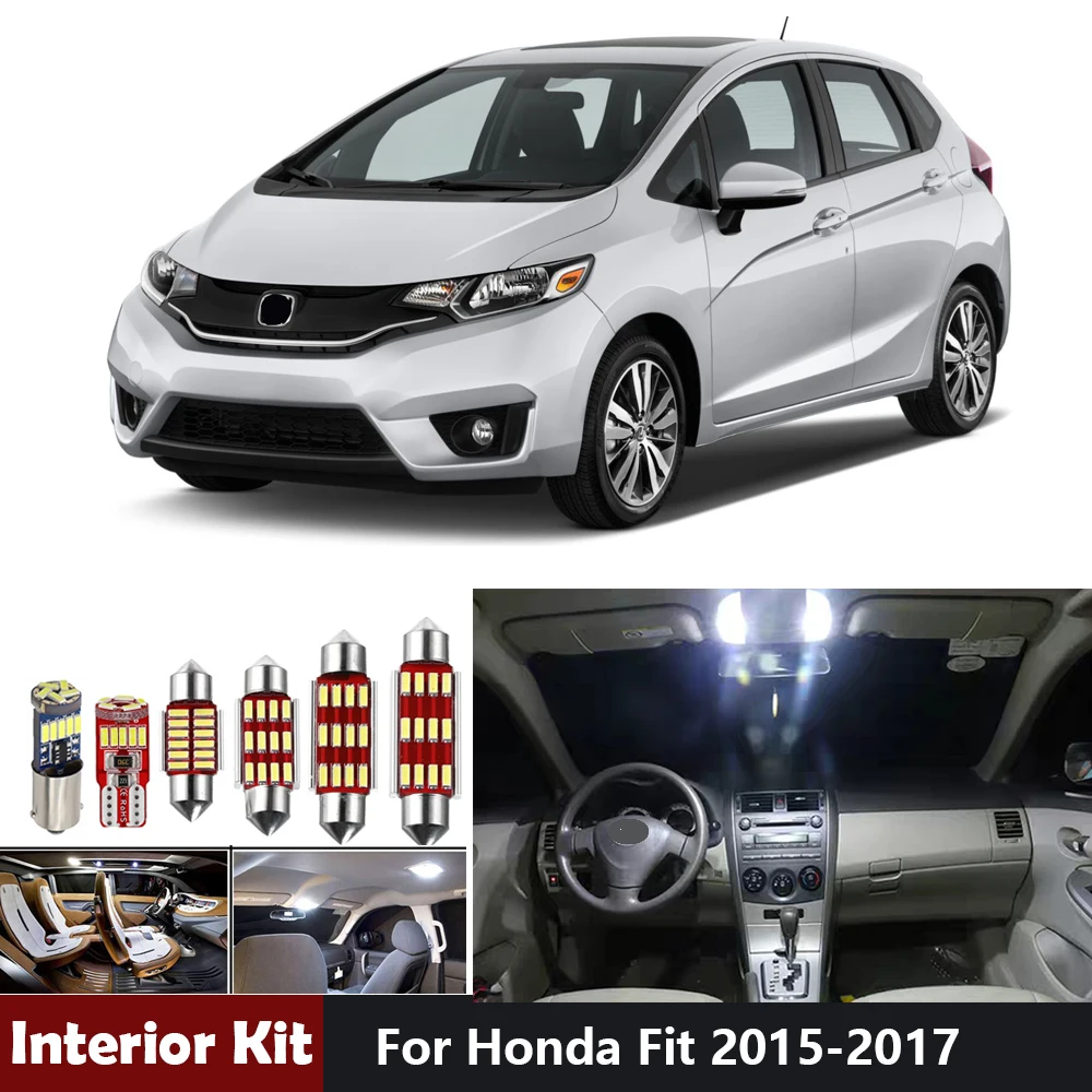 7 шт. ошибок светодиодная интерьерная с Canbus лампы осветительный набор для Honda FIT 2015