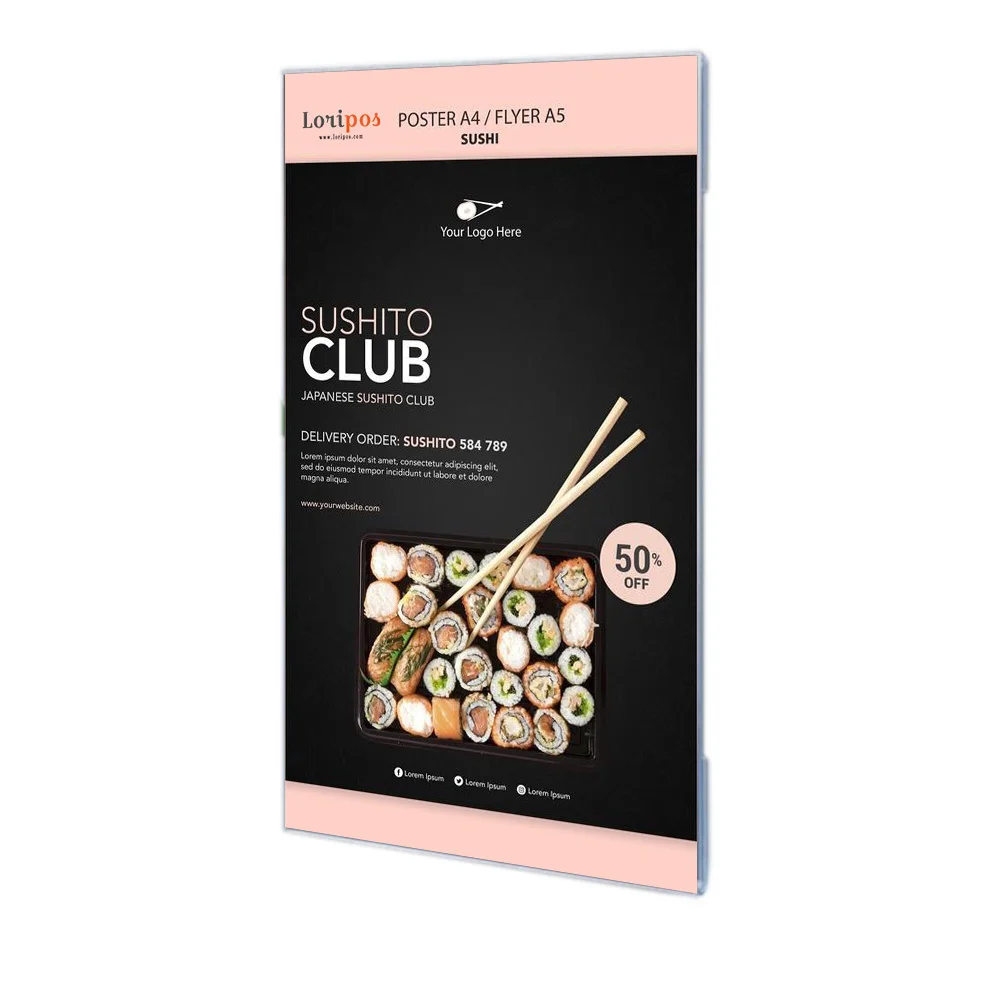 

30*40cm Acrylic Wall Poster Frame Side Insert With Bracket