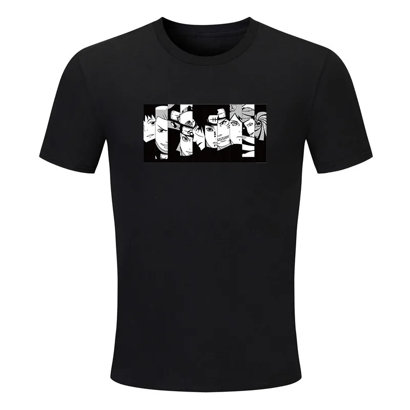 100% cotton men's summer T-shirt short-sleeved O collar clothes 2019 naruto print anime couple fashion tops | Мужская одежда